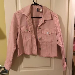 Light pink cropped H&M denim jacket